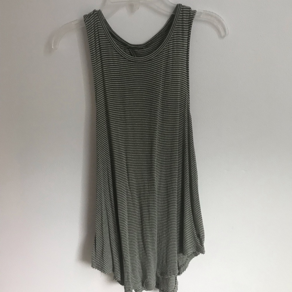 American Eagle Tank Top Green and White Striped